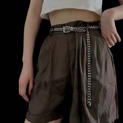 1 chiếc dây thắt eo kim loại bạc phong cách Punk, phụ kiện trang trí thắt lưng quần jeans Hip Hop, dây nịt eo cho nữ, thích hợp cho mùa hè, đi học, mùa thu, Halloween.