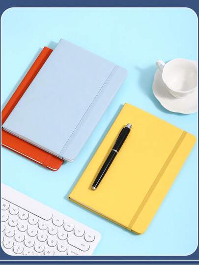 1 pieza Cuaderno con tapa dura y banda elástica tamaño A5, suministros de oficina para Pascua, cuadernos y diarios con 200 páginas rayadas de papel grueso sin sangrado, cubierta mate de unicolor minimalista, diario planificador portátil para escuela, clase, hogar, viajes, escritura diaria, regalos, decoración, uso casual