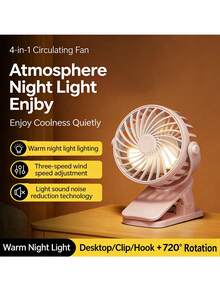 VIXILITOP 4-In-1 Portable Mini Electric Fan. With Lighting, Clip-On/Desk/Handheld Styles. USB Powered, 3-Speed Adjustable, Long Battery Life, Lightweight & Compact. Suitable For Desk, Handheld And Various Scenarios. An Indispensable Cooling Device For Summer Travel. - Multicolor - View 14