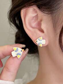 3 Pairs Versatile Cute Elephant, Bird And Snail Stud Earrings Set, Fashionable And Sweet, Suitable For Women's Daily, Festival And Holiday Wear - Three Piece Set - View 4