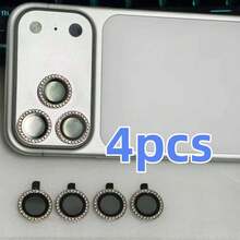4pcs Rhinestone Lens Protector Stickers Compatible With Apple 17 Pro Max/16/15/14/13/12/11 Series, Anti-Scratch Anti-Drop, Ultra-Clear Pixel Camera Lens Protective Film - Silver - View 22