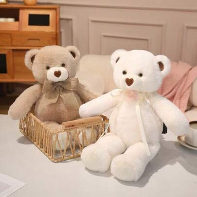 Cute Valentine's Day & Wedding Season Couple Bow Tie Teddy Bear Plush Doll, Soft Polyester Filled Home Sofa Decor, Bed Doll, Children's Christmas & Mother's Day Gift, Birthday Party Favor For Boyfriend/Girlfriend