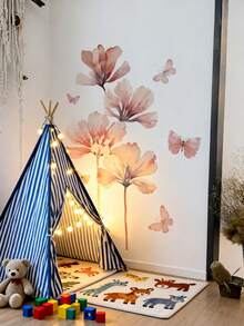 1pc Removable Wallpaper [Flowers, Birds, Deer] Decoration For Boys/Girls Room, Nursery, Living Room, Bedroom, Window - Cute Creative Wall Art Decor For Children - Multicolor - View 8