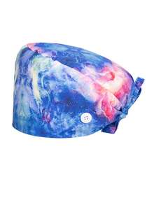 Gorro quirúrgico esponjoso, gorro de trabajo, gorro de enfermera con botón y banda para la sudoración, cordón ajustable, unisex, regalo del Día de San Valentín - multicolor - Ver 21