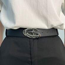 Cintura con fibbia a stella di moda personalizzata, adatta per uomo e donna, stile casual da strada, per uso quotidiano, per lavoro, compatibile con jeans, pantaloni, adatta per vacanze, feste e altre occasioni - Fibbia nera nera - Visualizzare 3