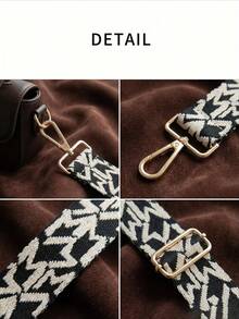 Correa de bolso de zigzag negro y blanco, correa de hombro ancha ajustable con herrajes dorados para bolsos de mujer, regalos de festival, graduación, aprecio a maestros, cumpleaños, regalos para madres, Día de la Madre, artículos esenciales para vacaciones, regalos de graduación, accesorios lindos - Blanco y Negro - Ver 5