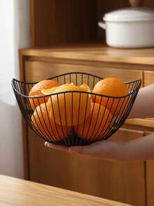 Giỏ đựng trái cây bằng sắt hình lá sen trang nhã, khay đựng đồ ăn nhẹ cao cấp cho bàn cà phê phòng khách, đĩa đựng trái cây. - màu đen - Xem 15