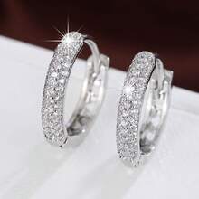 1 paire de boucles d'oreilles rondes brillantes à la mode pour femmes, style minimaliste pour le trajet, accessoire pour usage quotidien/soirée - boucles d'oreilles - Voir 10