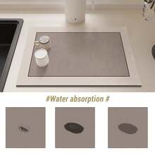 厨房台面吸水垫，速干餐桌吧台隔热垫，咖啡机垫，橡胶底，吸水防滑，易于清洁 - 金色 - 查看 5