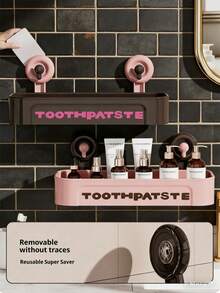 Sugkoppsborrfritt förvaringsställ, badrumsmöbelorganisatör - Multifärgad - Visa 3