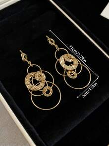 1 Pair Exaggerated Geometric Round Stud Earrings, Fashionable Luxury Versatile Earrings & Pendants Suitable For Women's Party, Daily Wear, Holidays, Vacation - Geometric Circle - View 5