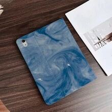 1 Ốp lưng dạng sách lật đa góc in họa tiết xoáy cẩm thạch xanh dương - Có ngăn đựng bút, tương thích với iPad Pro (M5)/ Air (M3)/ 11"(A16)/ 10.9/10.2/ Air thế hệ thứ 5/Pro11/10/9.7/Air 2/ (thế hệ thứ 7)/ (thế hệ thứ 8)/ Air 4/5/ Pro 11/ Thế hệ thứ 10 10.9 inch 2022 Smart Case/ Air 13(M3 2025)/ Air 11(M3 2025)/ Air 11(M3 2025)/ 11(A16 2025)/Galaxy Tab S10+/S9/A9, chức năng tự động ngủ/thức, tương thích với 6/6pro/7/7pro - Nhiều màu - Xem 6