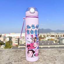 Hasbro Juego de botellas de agua deportivas con patrón de dibujos animados lindos de fanáticos de K-POP - Con pajita - Adecuado para merchandising de fans, hidratación diaria y regalos de cumpleaños de fans de K-POP - Multicolor - Ver 4