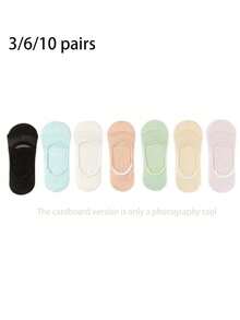 3/6/10 双装女士隐形袜，薄款夏季款式，防滑，低帮隐形袜，适合搭配高跟鞋 - 彩色 - 查看 5