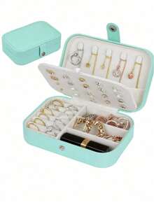 1pc Portable Travel Jewelry Storage Box, Mini Jewelry Box, Small Jewelry Organizer, Multi-Function Ring Display Case, Earring Necklace Pendant Jewelry Holder Box, Gift Box, Waterproof Polyester Jewelry Storage Box, Large Capacity Jewelry Display Box, Best Gift For Friends And Family, Suitable For School Dorm - Multicolor - View 20