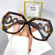 2D Design - Brand New Oversized Frame Design, Stylish Glasses Suitable For Both Men And Women, Perfect For Photography And Everyday Wear, Serving As Decorative Eyewear. - Blue and White - View 8