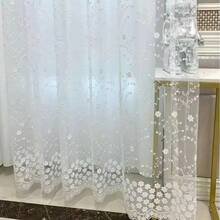 2pcs White French Delicate Sweet Tiny Floral Milk Silk Embroidered Sheer Curtain, Pastoral Style, Suitable For Living Room, Bedroom, Balcony, Office, Home Decor, All Season - White - View 13