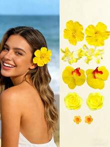 Bộ 2/10 chiếc kẹp tóc hoa mùa hè cho nữ/bé gái, kẹp tóc kiểu Hawaii nhiệt đới phong cách Boho, kẹp tóc hoa dâm bụt, thích hợp cho hoạt động ngoài trời, đám cưới, tiệc tùng, Ngày của Mẹ, sinh nhật, lễ hội âm nhạc, kẹp tóc hoa lan, kẹp tóc hoa lan hai lớp, kẹp tóc hoa nhân tạo, kỳ nghỉ, du lịch, phụ kiện đội đầu. - Pha trộn màu sắc - Xem 1