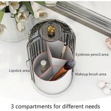 Soporte giratorio para cepillos de dientes con tapa deslizante | Organizador de 3 ranuras para el baño, almacenamiento de pasta de dientes para el tocador del lavabo - Gris - Ver 3