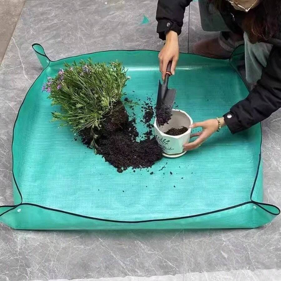 1 tấm thảm chống thấm nước, chống trượt, thích hợp cho việc làm vườn, trồng cây và tỉa cây. Thảm làm vườn chống thấm nước - Xanh lam, bền và dễ vệ sinh, thảm trộn đất, khăn trải bàn chống thấm nước và dễ vệ sinh, tấm phủ bụi. - A - Xem 1