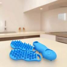 头皮清洁梳，硅胶齿按摩洗发刷，深层清洁，女士 - 紅色 - 查看 6