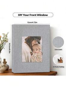 Popotop 1 Paquete Álbum de Fotos de 4x6 Pulgadas, Álbum de Fotos Pequeño de Estilo Deslizante de Lino, Regalo para Mujeres, Madres, Cumpleaños Familiar - multicolor - Ver 4