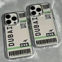 1 pieza Funda suave y resistente a golpes de TPU transparente con marco de metal con estampado de boleto de avión, de alta calidad, adecuada para modelos Apple 17/17Pro/17Promax/16/16Plus/16Pro/16ProMax/15/15Plus/15ProMax/14/14Plus/14Pro/14ProMax, 13/13Pro/13ProMax, 12/12Pro/12ProMax, 11/11Pro Max - Multicolor - Ver 4