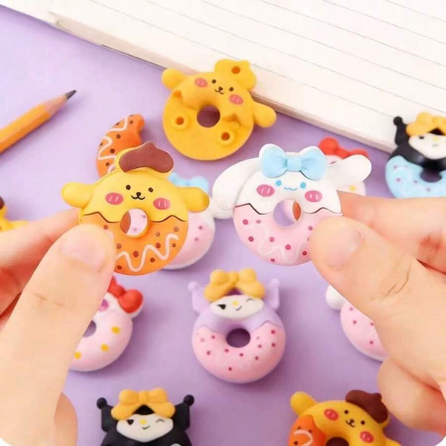 SANRIO Bộ 3/6/12/24/48 cục tẩy hình bánh rán - Văn phòng phẩm hoạt hình dễ thương, quà tặng nhỏ hoàn hảo và phần thưởng cho học sinh. - Nhiều màu - Xem 1