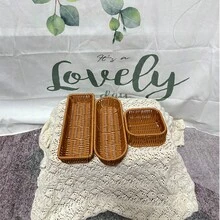Creative Kitchen Utensil Storage Basket, Hotel Restaurant Cutlery Holder, Home Chopsticks Basket, Rectangular Rattan-Style Basket - Mocha Brown - View 1