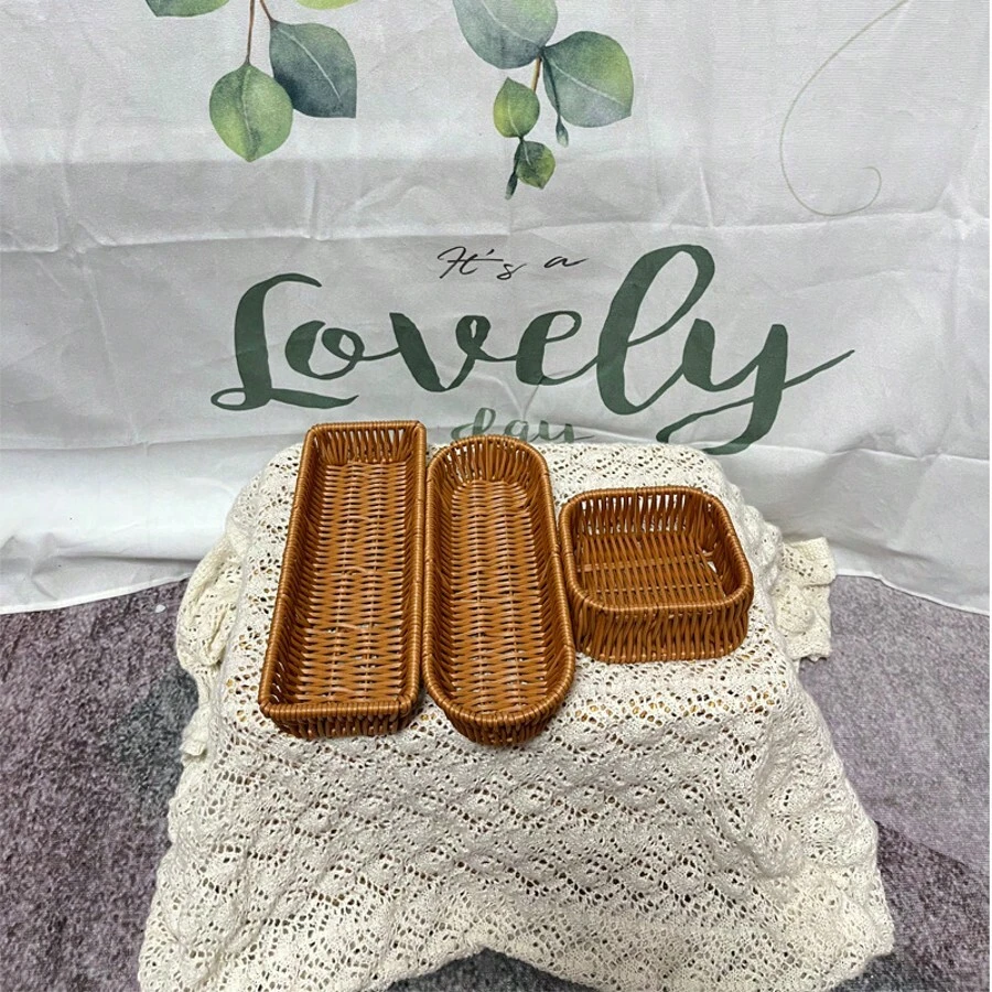 Creative Kitchen Utensil Storage Basket, Hotel Restaurant Cutlery Holder, Home Chopsticks Basket, Rectangular Rattan-Style Basket - Mocha Brown - View 1