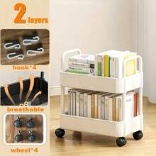 1pc 2/3/4/5-Tier Rolling Storage Cart , Plastic Material, Multipurpose For Office, Kitchen, Bathroom And Bedroom Organization Outdoor Decor - Car Storage Rack/Black - View 5