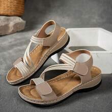 Orthopedic Wedge Sandals Women 2026 Wide Width Platform Sandals With Arch Support Ankle Strap Casual Summer Open Toe Hollow Out Comfortable Vacation Shoes - 卡其色 - 查看 6