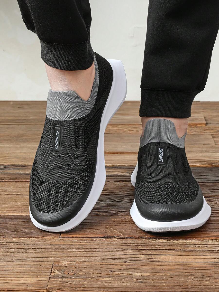 Van Skr 2026 男士网眼套脚运动鞋，透气针织轻便休闲鞋，软底百搭乐福鞋