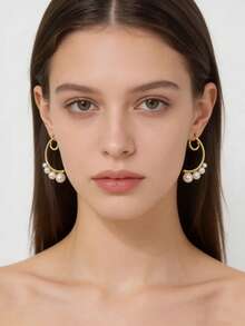 1对经典几何耳钉，时尚百搭 - 彩色 - 查看 3