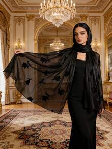 1条高品质刺绣岛屿丝绸多功能长围巾，时尚简约防晒披肩，女士适用 - 彩色 - 查看 10