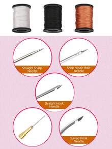 High-Quality Shoe Repair Tool Kit, Heavy-Duty Waxed Thread + Leather Sewing Needles, Professional Shoe, Leather Goods, Bag Making Tools, DIY Materials Suitable For Handicraft Lovers, Shoemakers, Beginners - Set - View 5