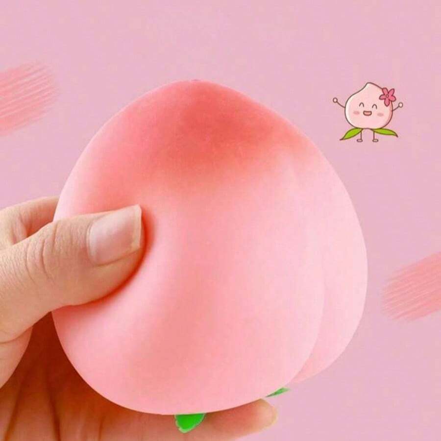 1个减压玩具,逼真桃子冰淇淋造型,超柔软可爱慢回弹冰淇淋挤压玩具,小礼物 - 彩色 - 查看 1
