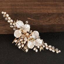 1pc Casual Elegant ABS Plastic Hair Comb, Suitable For All Seasons - Gold - View 2