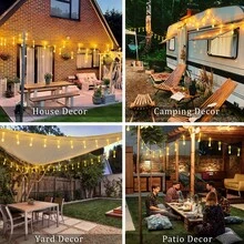 11.98m, 6.98m And 5.0m Solar Powered String Lights With 8 Flashing Modes And 100, 50 Or 20 LED Bulbs. Made Of Modern Style Plastic With Switch Control, Suitable For Garden, Christmas, Wedding, Birthday And Holiday Decoration. IP65 Waterproof. - Solar Water Droplets - View 7