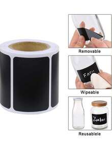 1/3 Roll (120 Labels Per Roll) Reusable Waterproof Black Chalkboard Glass Jar Labels, Wavy Labels Suitable For Kitchen And Pantry Organization, Great For Containers, Jars, Spices And Food Storage - Multicolor - View 7