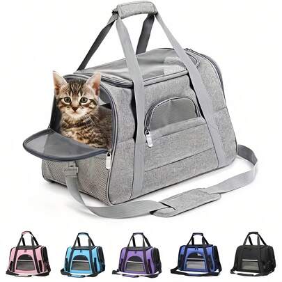 Cat Backpack, Escape-Proof Zipper Design Pet Carrier, Spacious & Breathable Foldable Cat/Dog Travel Bag, Airline Certified Collapsible Crate, Soft-Sided Cat Carrier For Cats & Small Dogs Up To 15lbs, Pet Carrier Bag, Airline Approved Travel Dog Carrier, Handheld Pet Bag, Pet Carrier Backpack