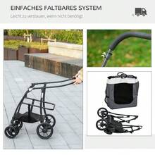 Dog Stroller, Pet Stroller For Pets Up To 10 Kg, Foldable, Removable Basket, 81 X 58 X 97.5 Cm, Black + Grey + White - 灰色 - 查看 4
