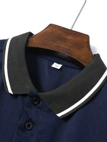 ALTZTAR 男士夏季商務聚酯纖維涼感 Polo 衫，休閒度假短袖 T-shirt - 藏蓝色 - 查看 7