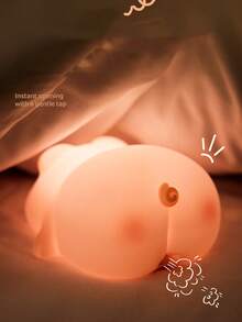1pc Cute Duck Night Light, Pig Night Light, Pumpkin Night Light In Soft Silicone Animal Shapes, Portable Bedside Lamp, Adds Ambiance To Any Room, Suitable For Bedroom Or Living Room, Also A Fun Home Decoration [Large/Small: Constant Light | USB Version: Touch Dimming & 30-Minute Timer] - 彩色 - 查看 9