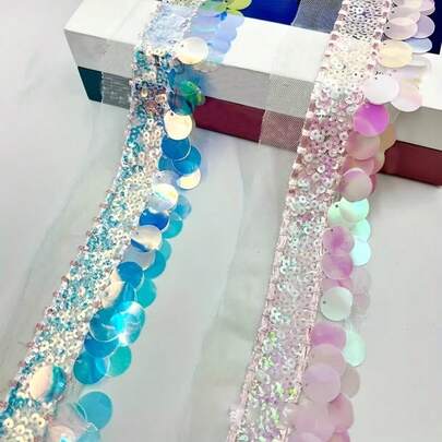 Viền ren thêu sequin lưới 2 kích cỡ, dùng cho trang phục biểu diễn sân khấu, trang phục khiêu vũ, trang trí váy cưới, phụ kiện may mặc thủ công DIY.