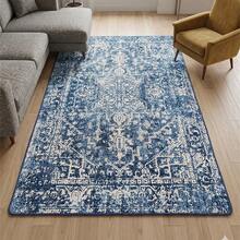 Made In Turkey - Washable Runner Rug – Non-Slip Roll Carpet – 80x120 Cm, 80x150, 80x200, 80x300, 100x200, 100x160, 100x300, 120x180, 140x190 Cm – Cut-To-Size Hallway Rug - Blue - View 2