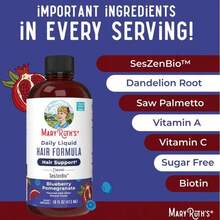 Daily Liquid Hair Formula |   Hair & Scalp Nutrition Supplement |   With SesZenBio ™ , Biotin & Vitamin C |   Blueberry Pomegranate Flavor |   16 Fl Oz - 1 Bottle - 查看 2