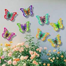 8pcs/Set Colorful Metal Butterfly Wall Art, Vibrant Outdoor Wall Decor, Indoor/Outdoor Metal Craft Decorations, Lively Home Accents - 8pcs Butterfly - View 6