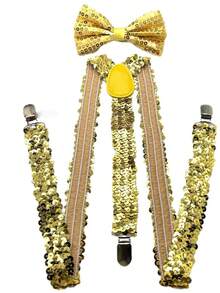 1套亮片吊带领结套装，男女通用弹力吊带领结套装 - 彩色 - 查看 5