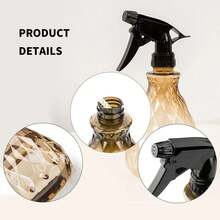 1 pieza Botella de spray ajustable de 500ml con patrón de diamante ámbar, rociador de niebla fina recargable, botella de agua de plástico vacía apta para soluciones de limpieza, riego de plantas de jardín, peluquería, aseo de mascotas, baño, cocina, tocador, rociador multiusos para el hogar - A - Ver 8